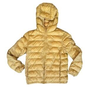 Uniqlo Kids Hooded Puffer Jacket in Golden Yellow Size 13